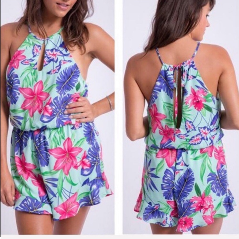 2 Pack Floral Tropical Romper